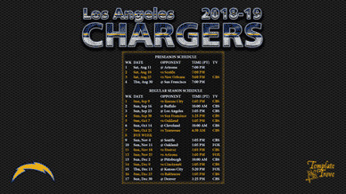 Los Angeles Chargers 2018-19 Wallpaper Schedule