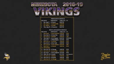 Minnesota Vikings 2018-19 Wallpaper Schedule