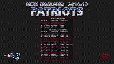 New England Patriots 2018-19 Wallpaper Schedule