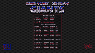 New York Giants 2018-19 Wallpaper Schedule