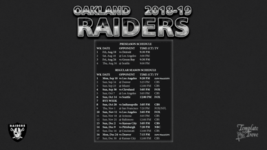 Oakland Raiders 2018-19 Wallpaper Schedule