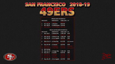 San Francisco 49ers 2018-19 Wallpaper Schedule