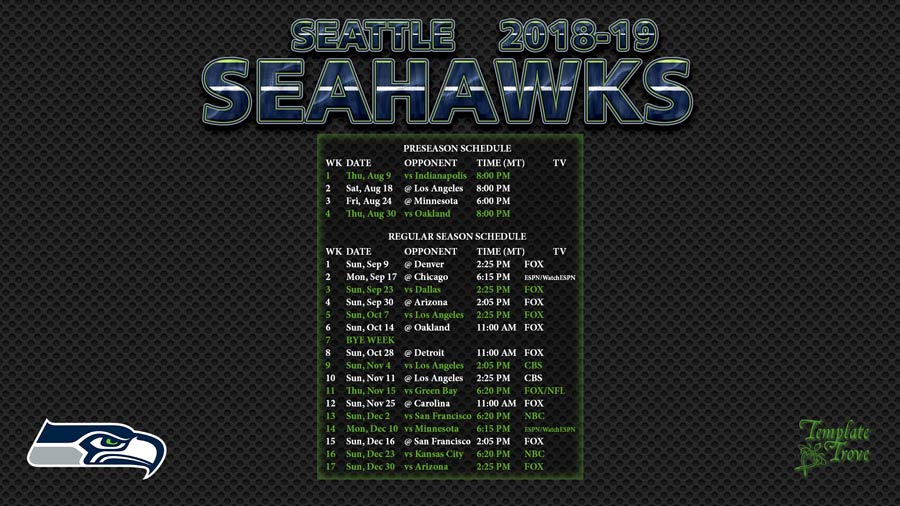 Seahawks Printable Schedule Customize and Print