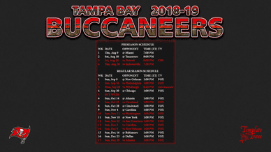Tampa Bay Buccaneers 2018-19 Wallpaper Schedule