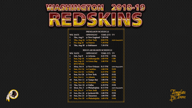 Washington Redskins 2018-19 Wallpaper Schedule