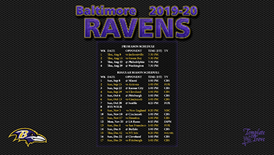 Baltimore Ravens 2019-20 Wallpaper Schedule
