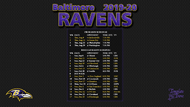 2019-2020 Baltimore Ravens Wallpaper Schedule