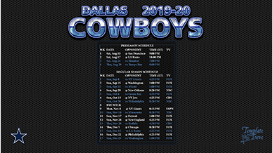 Dallas Cowboys 2019-20 Wallpaper Schedule