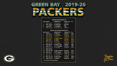 Green Bay Packers 2019-20 Wallpaper Schedule