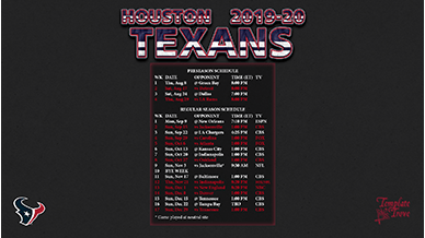 Houston Texans 2019-20 Wallpaper Schedule