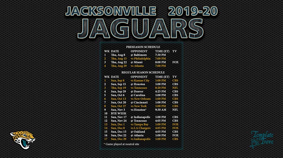 jacksonville preseason schedule