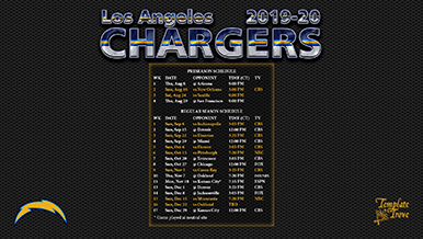Los Angeles Chargers 2019-20 Wallpaper Schedule