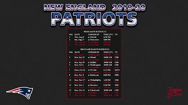 New England Patriots 2019-20 Wallpaper Schedule