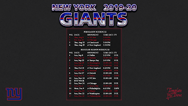 New York Giants 2019-20 Wallpaper Schedule