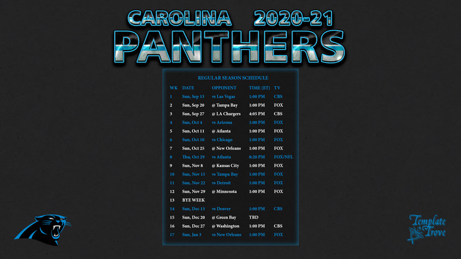 2020-2021 Carolina Panthers Wallpaper Schedule