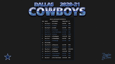 Dallas Cowboys 2020-21 Wallpaper Schedule