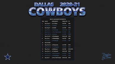 Dallas Cowboys 2020-21 Wallpaper Schedule