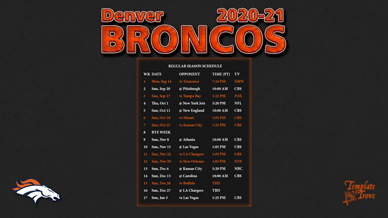 Denver Broncos 2020-21 Wallpaper Schedule