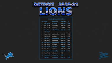 Detroit Lions 2020-21 Wallpaper Schedule
