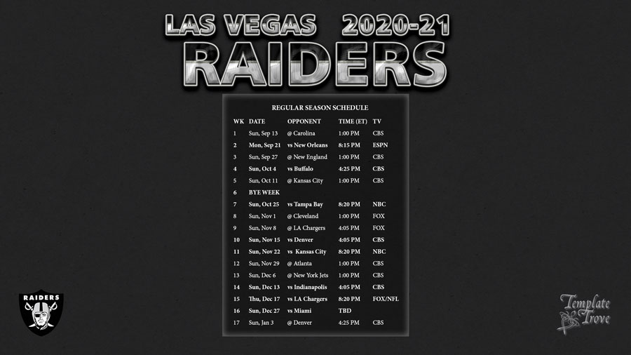 las vegas raiders schedule 2020
