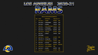Los Angeles Rams 2020-21 Wallpaper Schedule