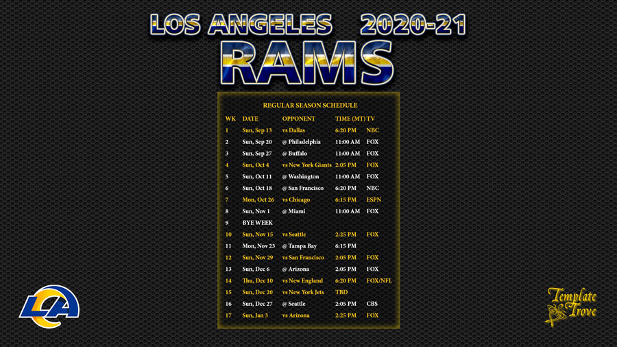20202021 Los Angeles Rams Wallpaper Schedule
