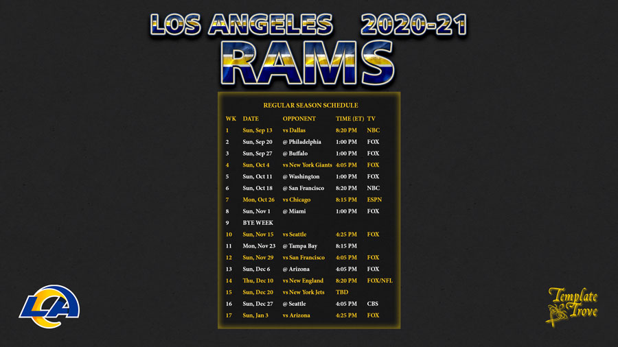 2020 rams schedule