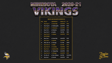 Minnesota Vikings 2020-21 Wallpaper Schedule