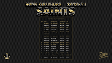 New Orleans Saints 2020-21 Wallpaper Schedule