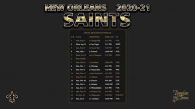 New Orleans Saints 2020-21 Wallpaper Schedule