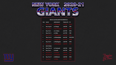 New York Giants 2020-21 Wallpaper Schedule