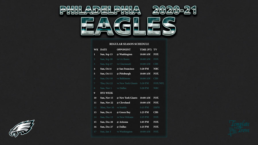 Printable Eagles Schedule Customize and Print