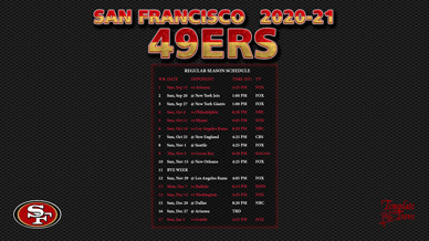 San Francisco 49ers 2020-21 Wallpaper Schedule