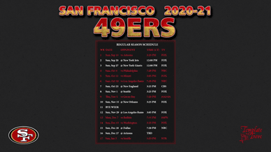 San Francisco 49ers 2020-21 Wallpaper Schedule