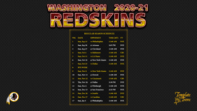 Washington Redskins 2020-21 Wallpaper Schedule
