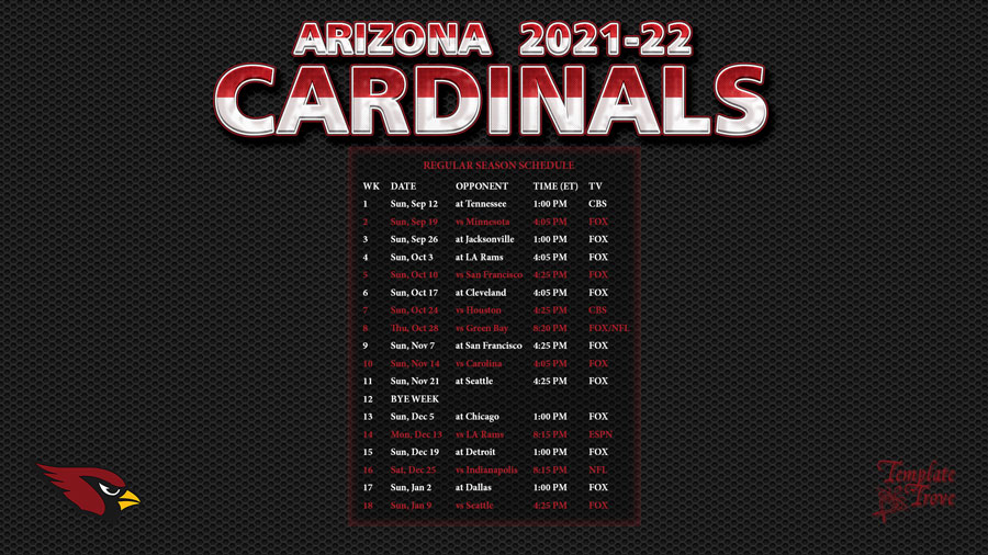 arizona cardinals home schedule 2022