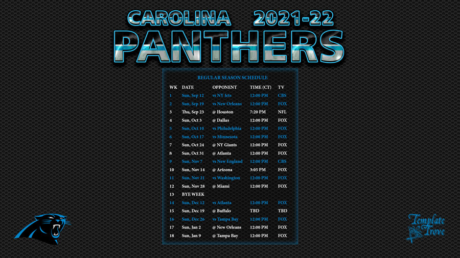 carolina panthers football schedule