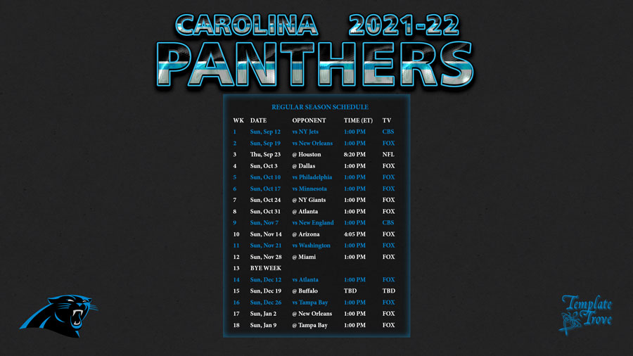 carolina panthers schedule printable