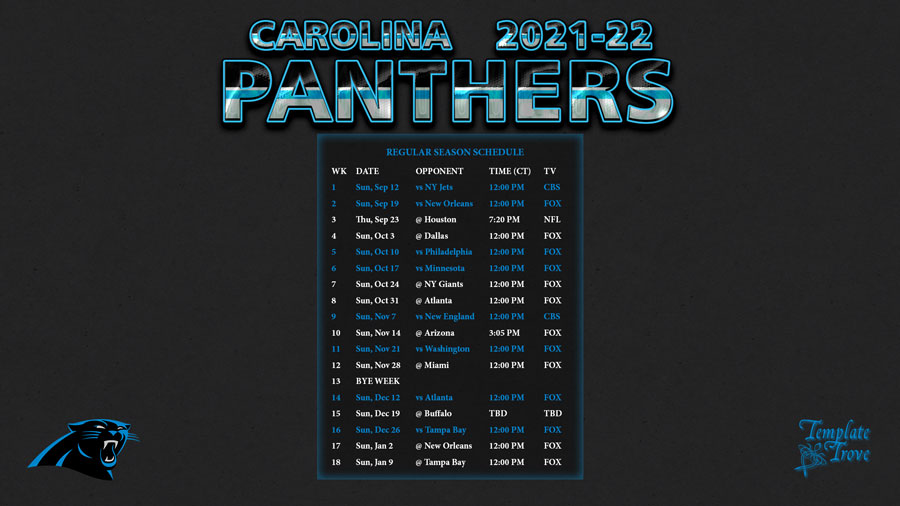 carolina panthers home schedule for 2022