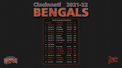 Cincinnati Bengals 2021-22 Wallpaper Schedule