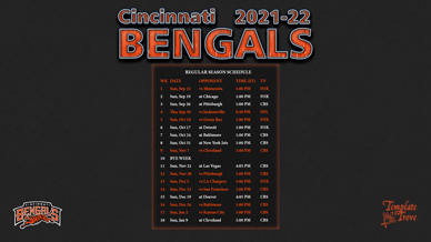 Cincinnati Bengals 2021-22 Wallpaper Schedule