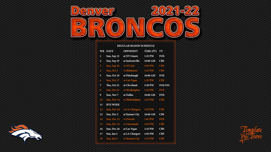20212022 Denver Broncos Wallpaper Schedule