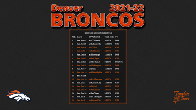Denver Broncos 2021-22 Wallpaper Schedule