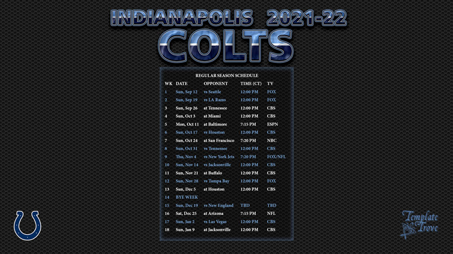 2021 2022 Indianapolis Colts Wallpaper Schedule