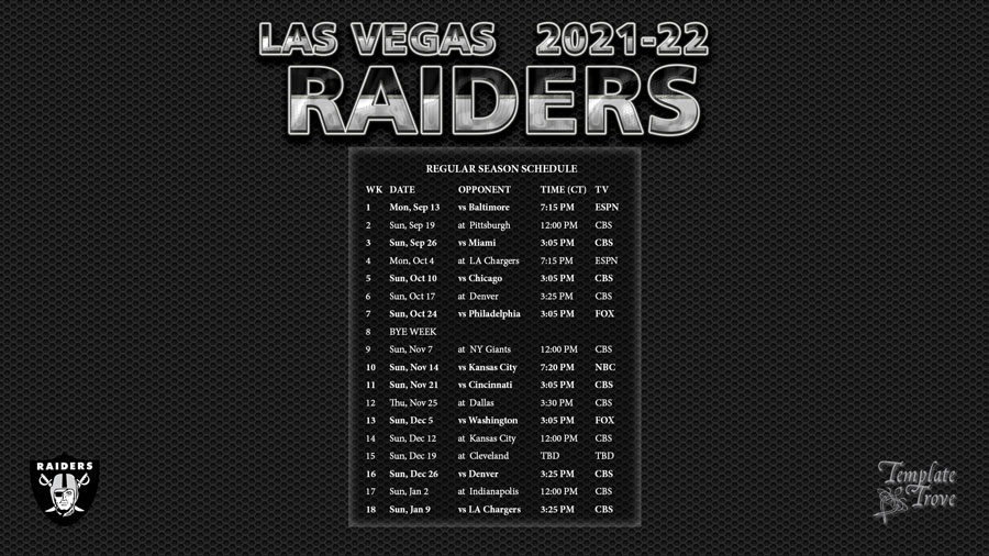 raiders schedule this season