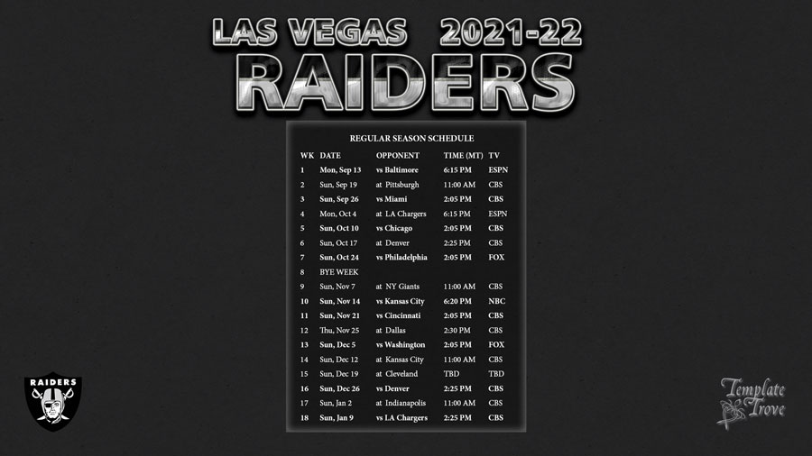 20212022 Las Vegas Raiders Wallpaper Schedule