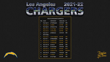 Los Angeles Chargers 2021-22 Wallpaper Schedule