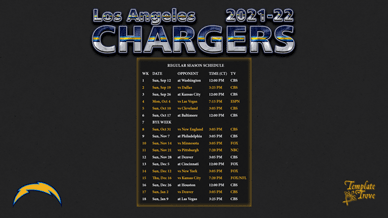 Los Angeles Chargers 2021-22 Wallpaper Schedule
