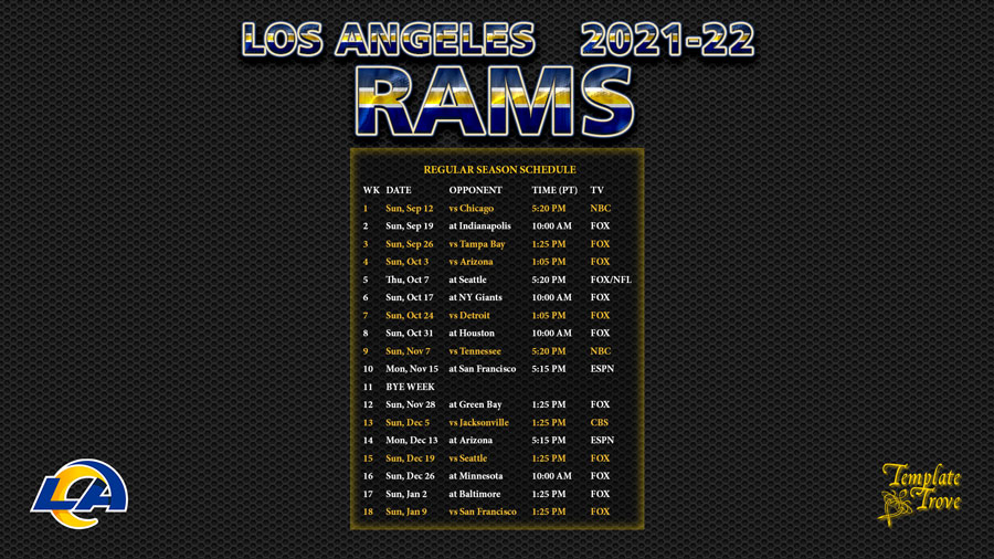 Rams Schedule 2022 Printable Printable World Holiday
