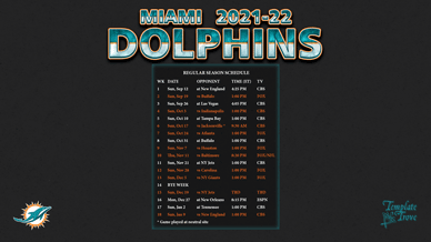 Miami Dolphins 2021-22 Wallpaper Schedule